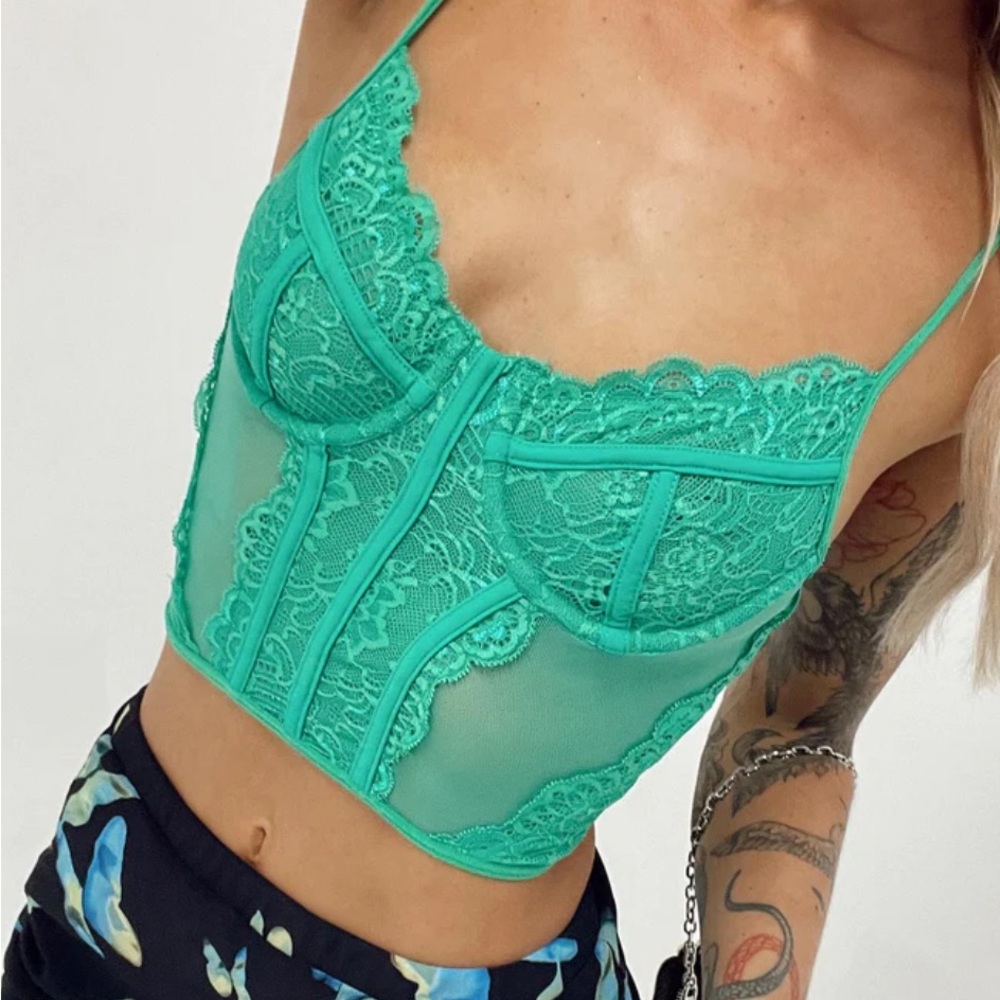 Princess Polly Green Corset Top
